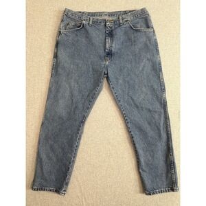 VTG USA Wrangler Hero Jeans Premium Cotton Rugged Taper Mens 40x29 Med Wash
